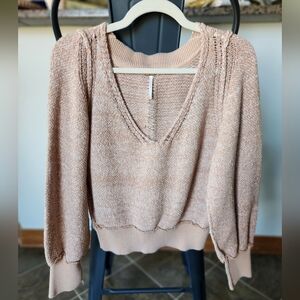 Free People Tan V-Neck Sweater Size XS